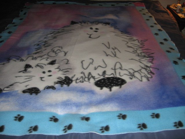 Image 3 of Cat Fleece Blanket Double Bed size RARE 60 inches by 88 inches 