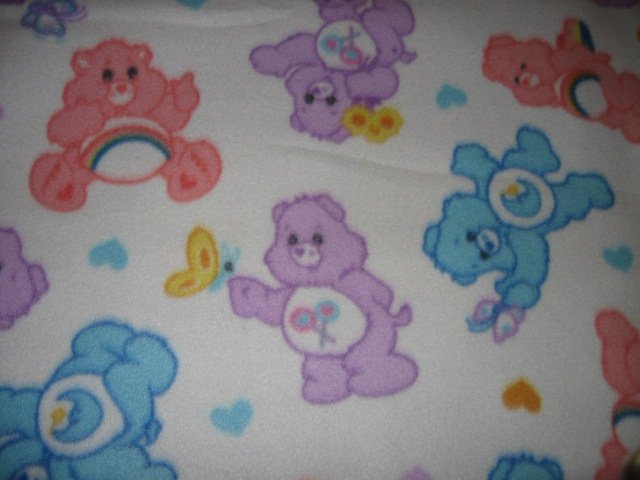 Image 0 of Care Bear pastel baby blanket Handmade with licensed fleece