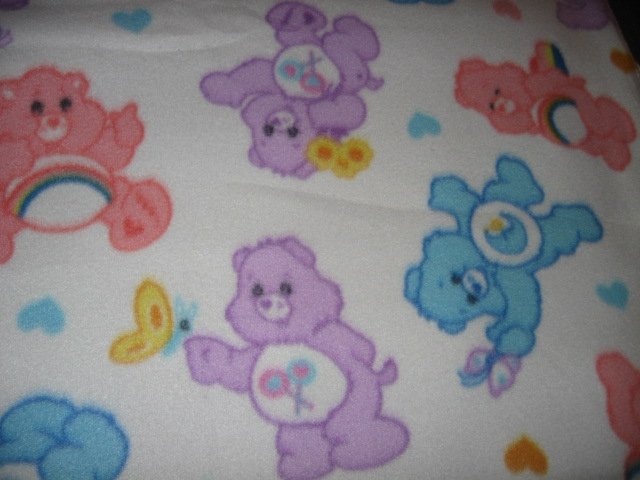 Image 2 of Care Bear pastel baby blanket Handmade with licensed fleece