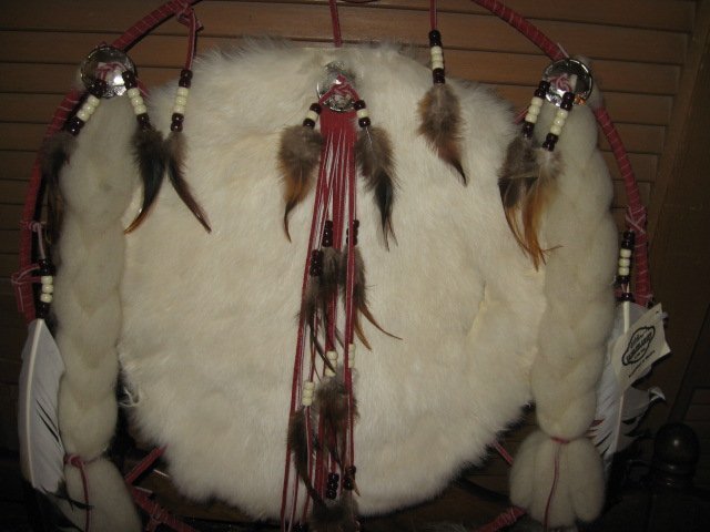 Image 4 of Indian Mandella dream catcher feather ceremonial hoop 19 inch diameter