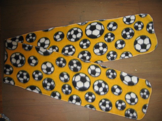 Image 0 of Soccer balls  yellow  Fleece scarf or Party Tablerunner 56 in X 8 in wide