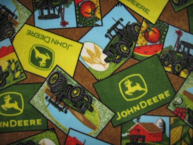 John Deere Tractor Logo Fleece  Bed Blanket Man Cave  Farm Barn 