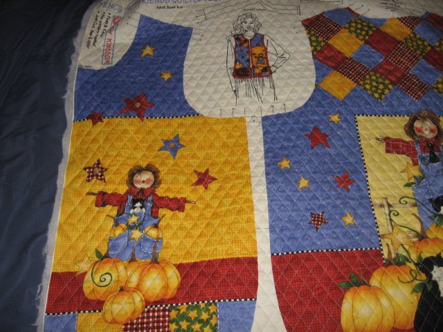 Image 2 of Harvest country vest Teacher gift quilted fabric panel  to sew  size 8-18  
