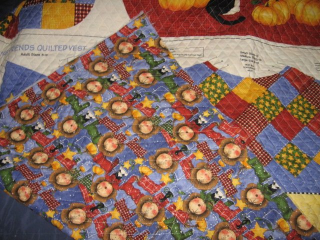 Image 3 of Harvest country vest Teacher gift quilted fabric panel  to sew  size 8-18  