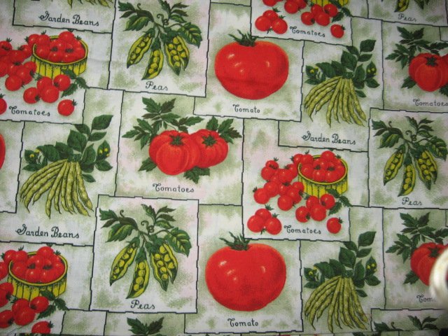 Image 0 of Vegetables tomatoes beans peas Sewing Fabric by the yard