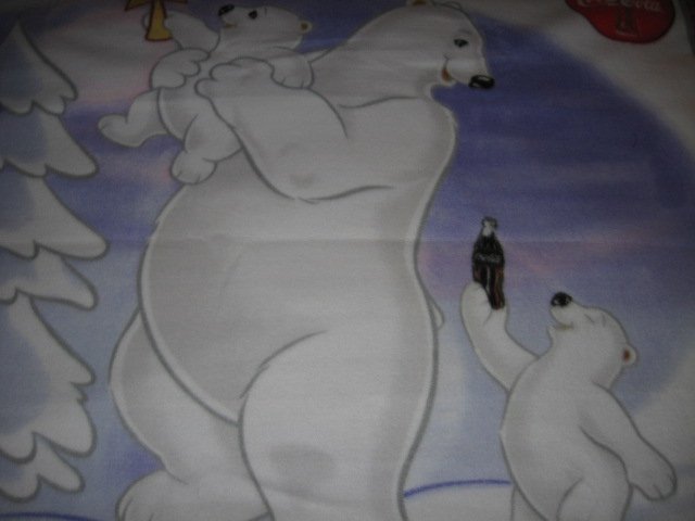 Image 0 of Polar Bear Coca Cola fleece blanket 