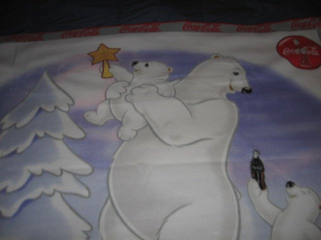 Image 2 of Polar Bear Coca Cola fleece blanket 
