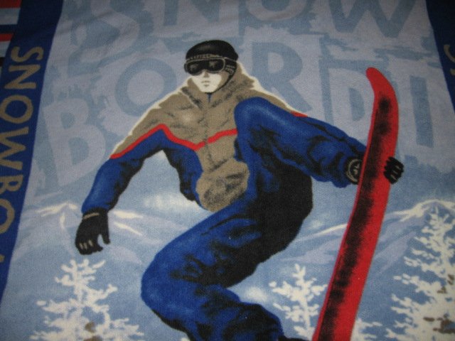 Image 1 of Snowboard Fleece blanket antipill handmade
