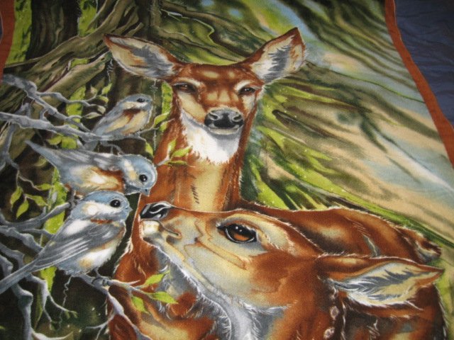 Image 0 of Deer fawn bird tree fleece Blanket  46 inch X 56 inch