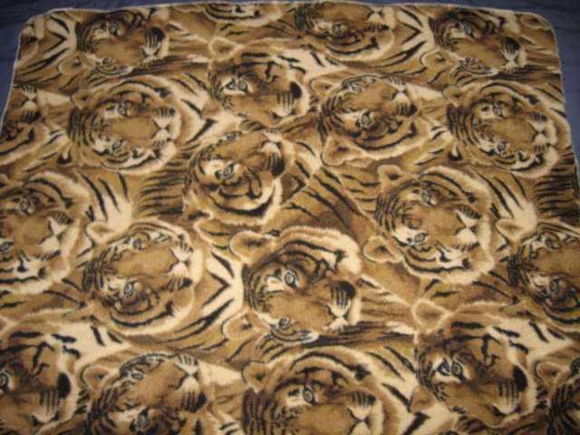 Image 1 of Tiger faces overall Fleece Blanket 