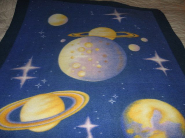 Image 0 of Moon planet star velvety soft bed Fleece Blanket