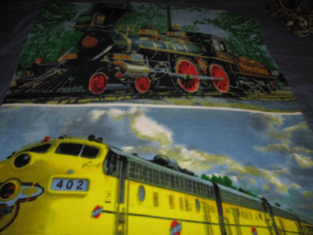 Image 0 of Train Historical Modern fleece blanket 50 X 36 inch RARE