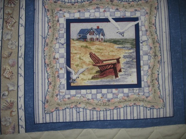 Image 2 of Lighthouse chair seagull shell nautical cotton Fabric Pillow Panel Set of Four