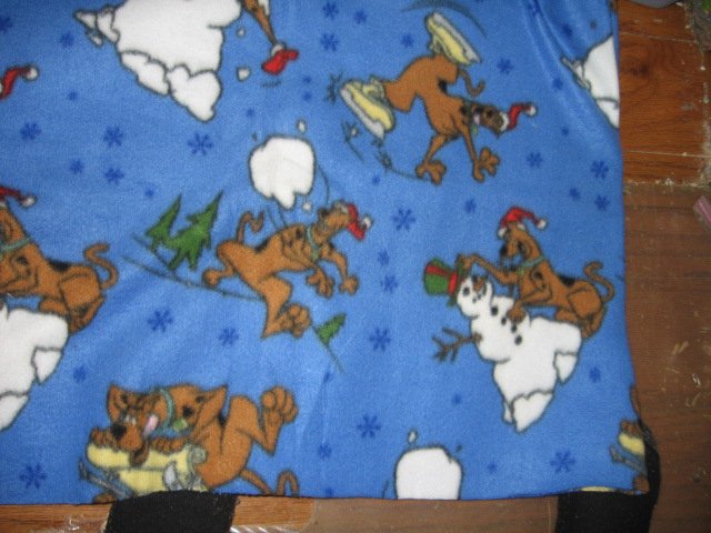 Image 0 of Scooby Doo Snowman Toboggan Winter Handmade  fleece blanket / 46 X 56 inch