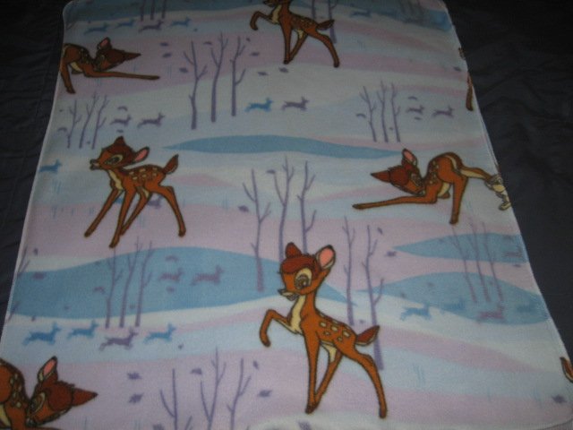 Image 0 of faun deer Disney Bambi fleece toddler blanket 28 inch by 36 inch