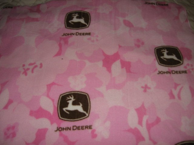 Image 0 of John Deere child pink soft fleece blanket  