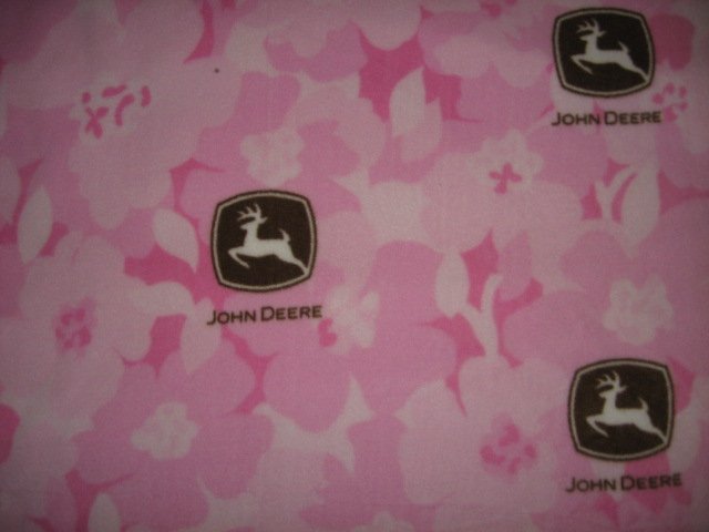 Image 1 of John Deere child pink soft fleece blanket  