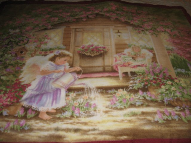 Image 1 of Angel flowers kitten Mothers Day Anti pill Fleece Blanket 