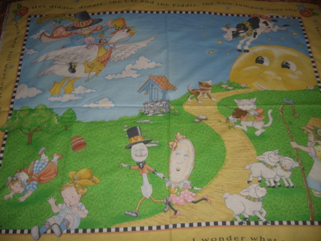 Image 0 of Nursery Rhyme mother goose mary Engelbreit child fabric panel to sew