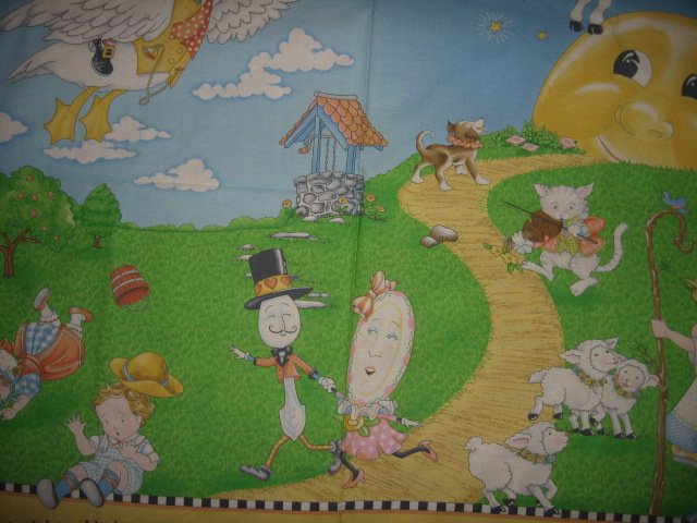 Image 1 of Nursery Rhyme mother goose mary Engelbreit child fabric panel to sew