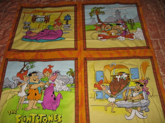 Flintstones family character Fabric Pillow Panel set of four