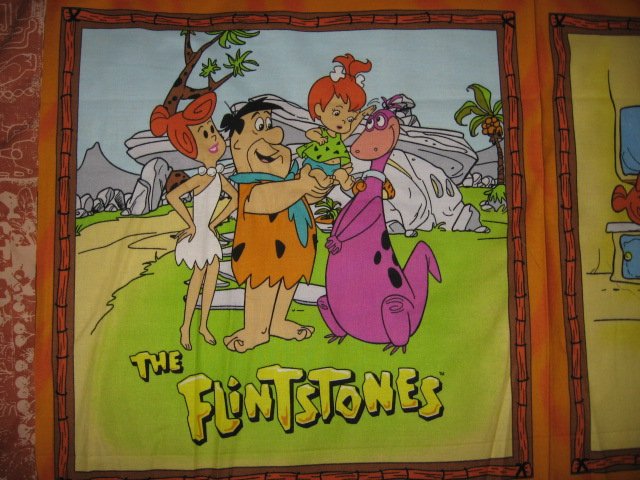 Image 1 of Flintstones family character Fabric Pillow Panel set of four