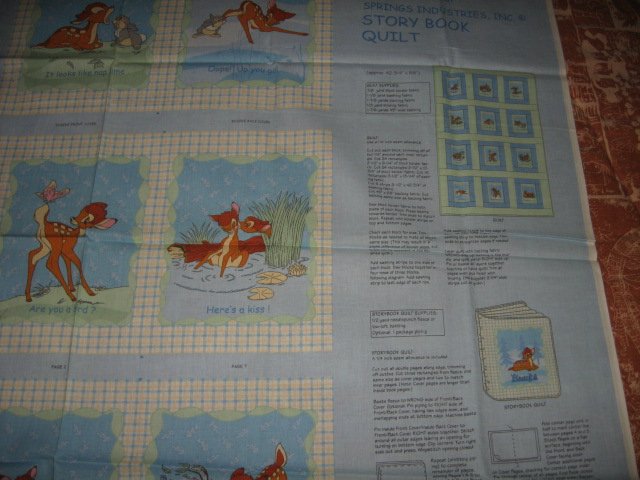 Image 2 of Disney Bambi deer faun Soft Book fabric Panel to sew /