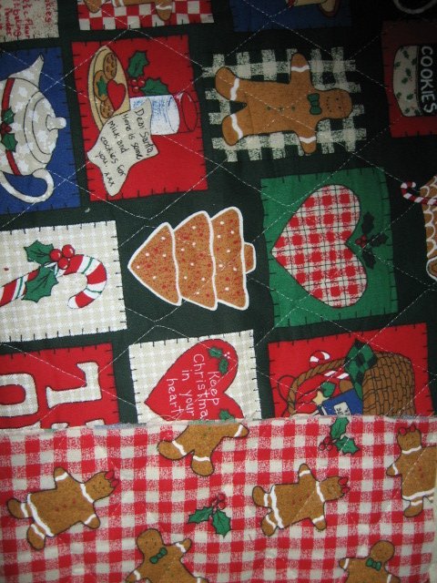 Image 2 of gingerbread man Christmas square on quilted double fabric