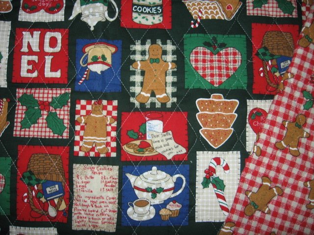 Image 1 of gingerbread man Christmas square on quilted double fabric