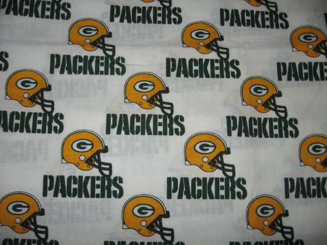 Green Bay Packers green gold helmet words fabric fat quarter  approx 18x21 inch 