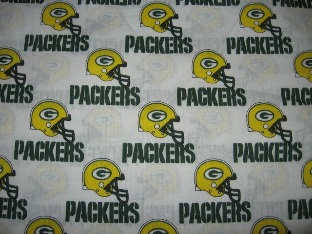 Green Bay Packers colors helmet words fabric fat quarter  approx 18x21 inch 