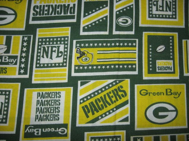 Image 0 of Green Bay Packers ball NFL logo fabric fat quarter  approx 18x21 inch 