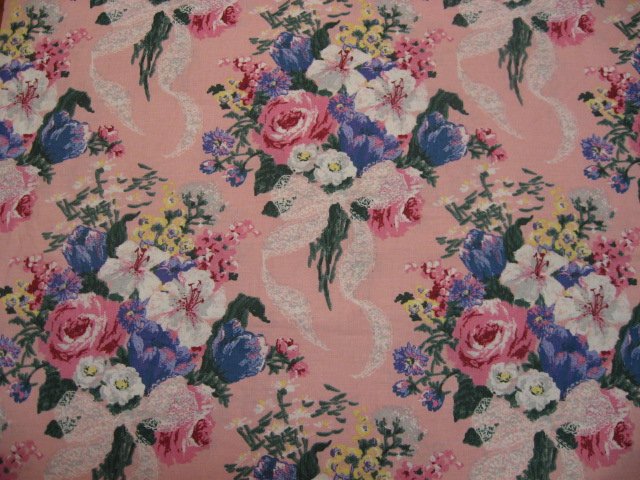 Image 0 of Daisy Kingdom Floral Bouquets Roses and Lace Cotton fabric by the yard 1992    