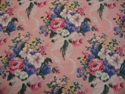 Thumbnail of FABRIC 1992 RARE Daisy Kingdom Floral Bouquets Roses Flowers Lace Cotton        