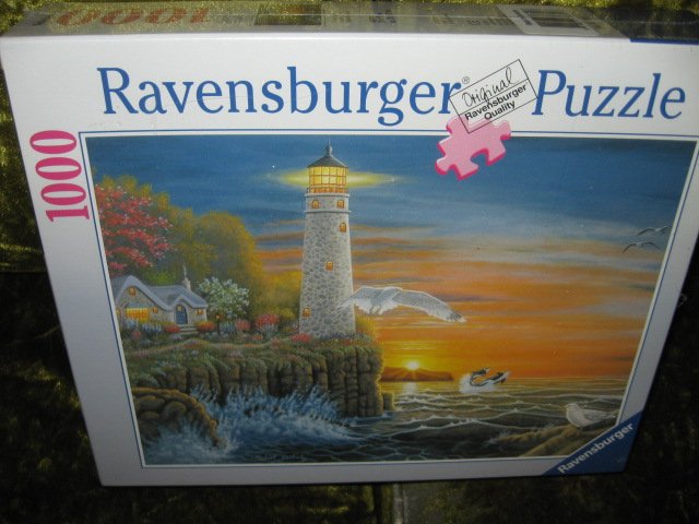 Image 0 of Lighthouse Gulls Evening Lights Ravensburger Puzzle 1000 piece  20 by 27 inch 