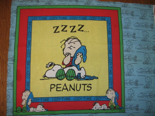 Image 0 of Snoopy Linus Peanuts  Fabric  Pillow Panel to sew red