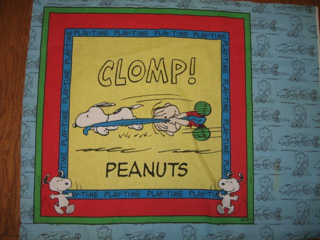 Snoopy Linus Peanuts Clomp Fabric  Pillow Panel to sew red