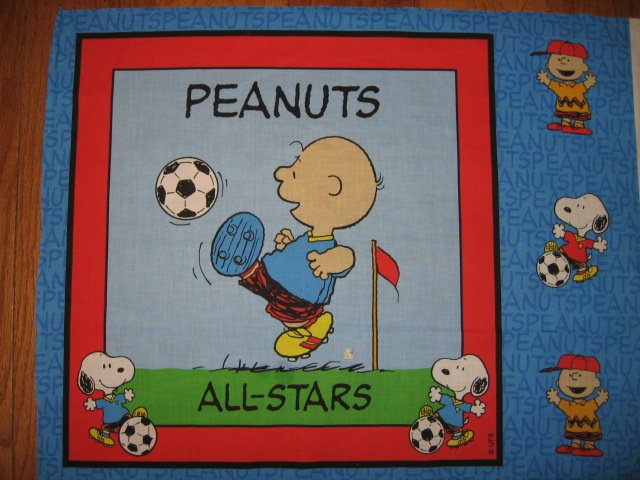 Image 0 of Charlie Brown All Stars Soccer Peanuts  Fabric  Pillow Panel to sew 