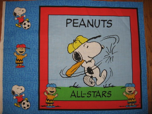 Image 0 of Snoopy All Stars Baseball Peanuts  Fabric  Pillow Panel to sew 