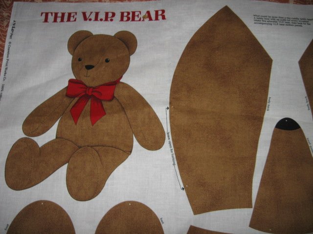Image 0 of VIP Bear  24 inch fabric panel to sew