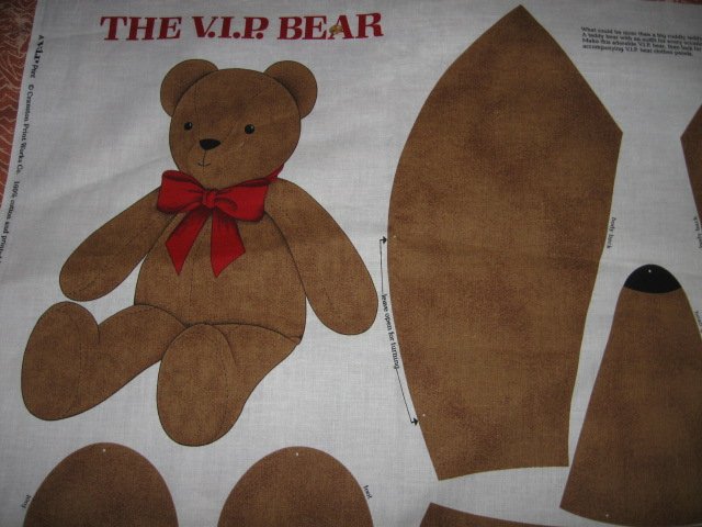 Image 3 of VIP Bear  24 inch fabric panel to sew