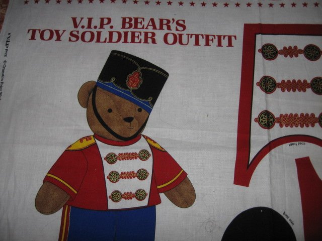 Image 0 of VIP Bear  Toy Soldier Outfit Fabric Panel To Sew