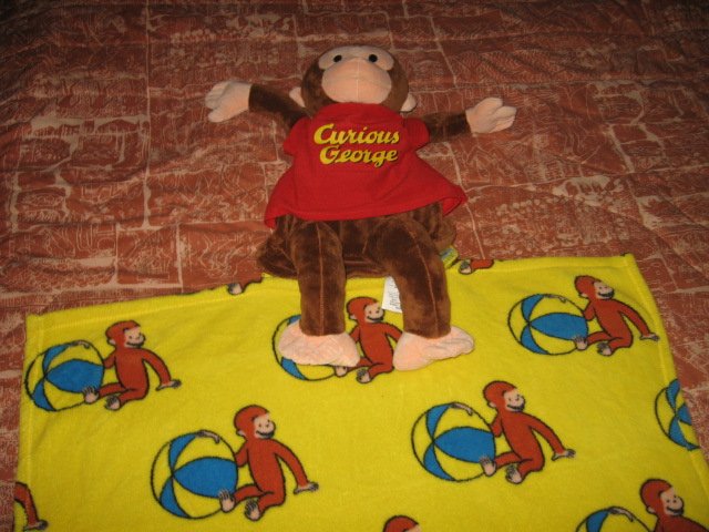 Image 1 of Curious George Stuffed 23 inch Doll & Blanket Zoobies 70th Anniversary