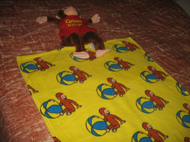Image 2 of Curious George Stuffed 23 inch Doll & Blanket Zoobies 70th Anniversary