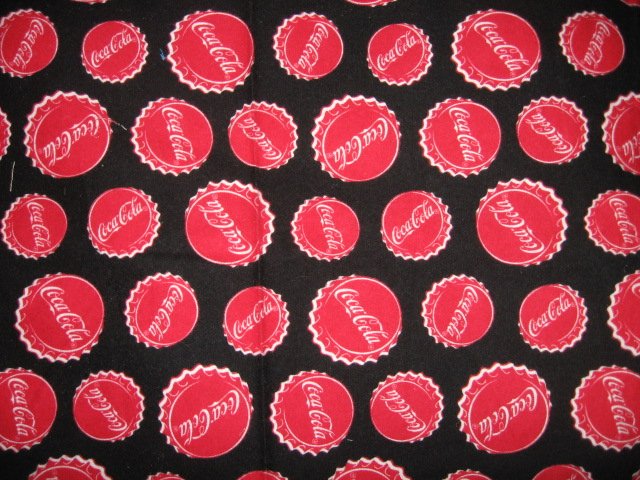 coca cola bottlecaps logo 100% Cotton Flannel 36 inch piece RARE
