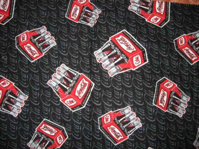 coca cola six pack bottles  logo 100% Cotton Flannel 36 inch piece RARE