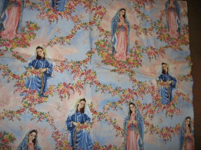 Image 0 of Virgin Mary cotton fabric piece 15 inch by 40 inches wide
