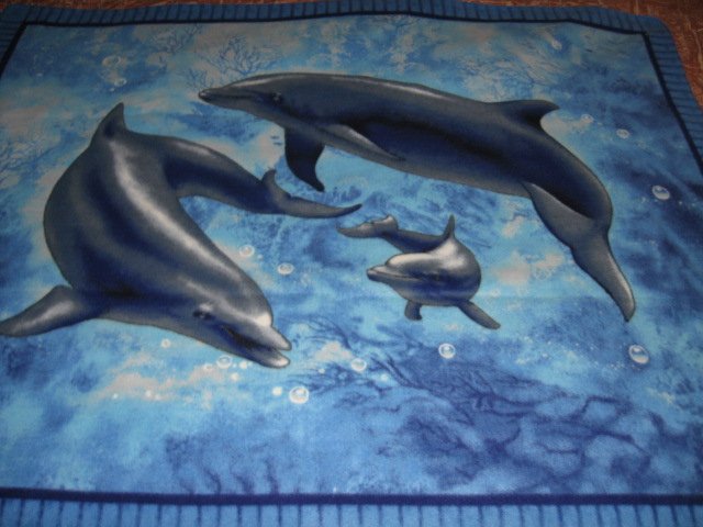 Sea ocean dolphin bed fleece blanket 
