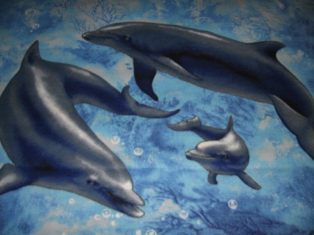 Image 1 of Sea ocean dolphin bed fleece blanket 