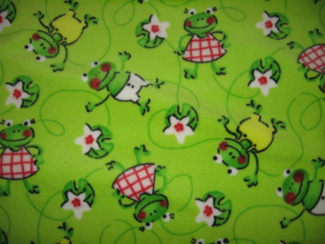frogs smiling happy green fleece toddler 30 X 38 inch blanket
